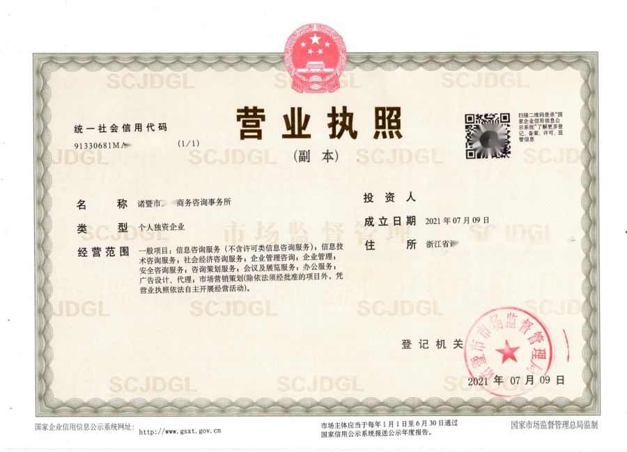 個人獨資企業(yè)商務咨詢類經營范圍大全